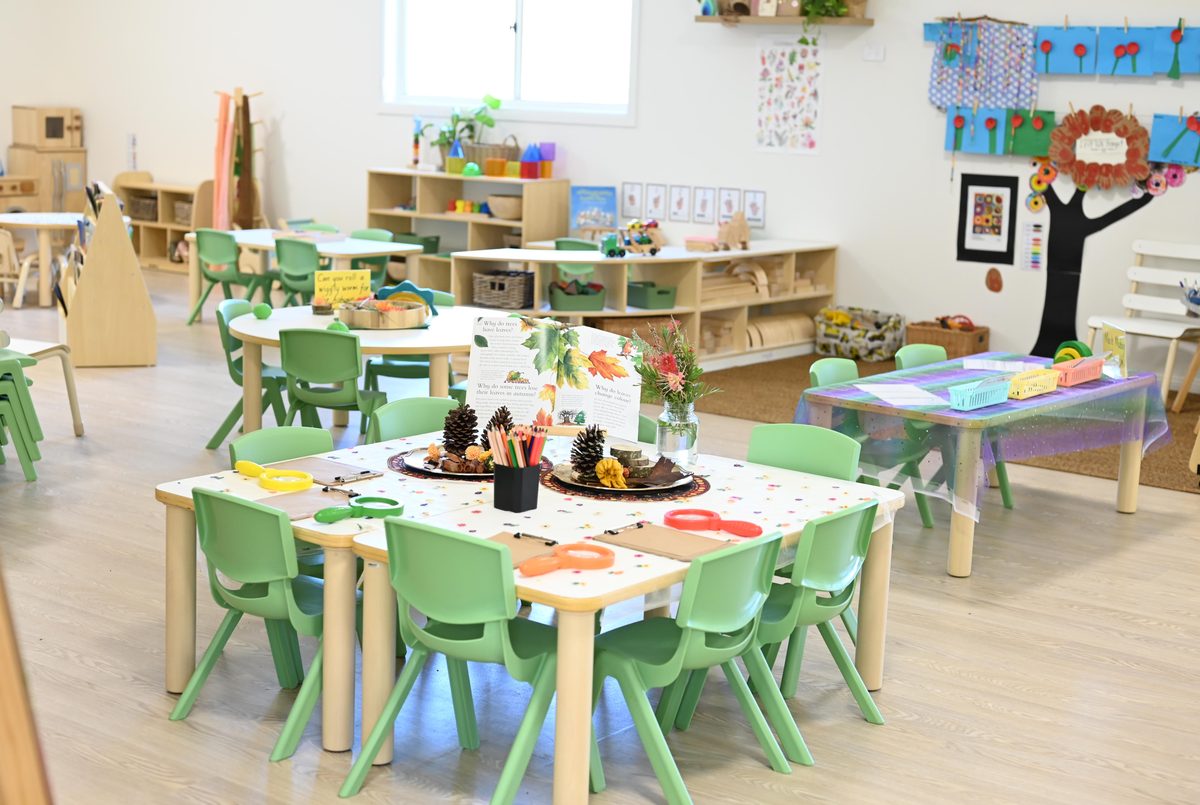 The Voyagers room at Explorers — nature-inspired learning provocations and activity spaces